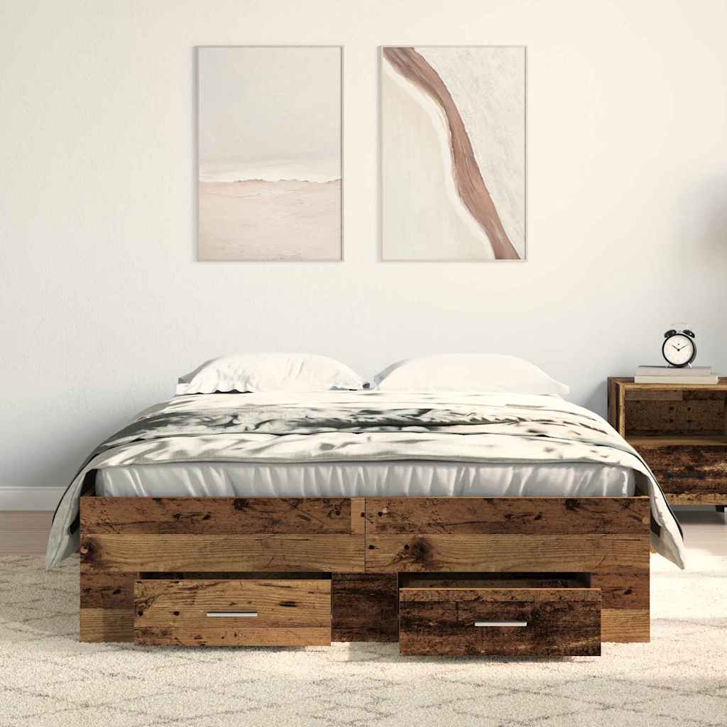 Struttura del letto con cassetto Legno vecchio 120 x 190 cm