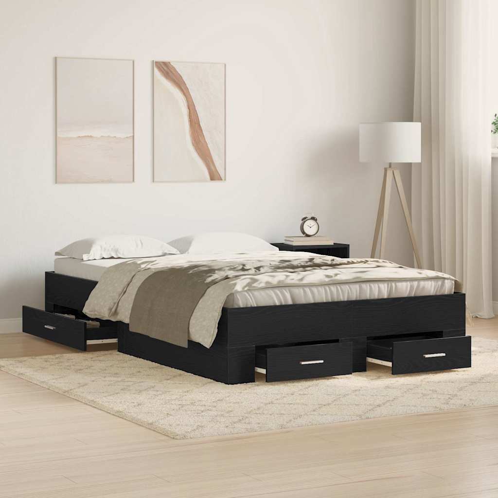 Struttura del letto Rovere Nero 120 x 190 cm Legno multistrato