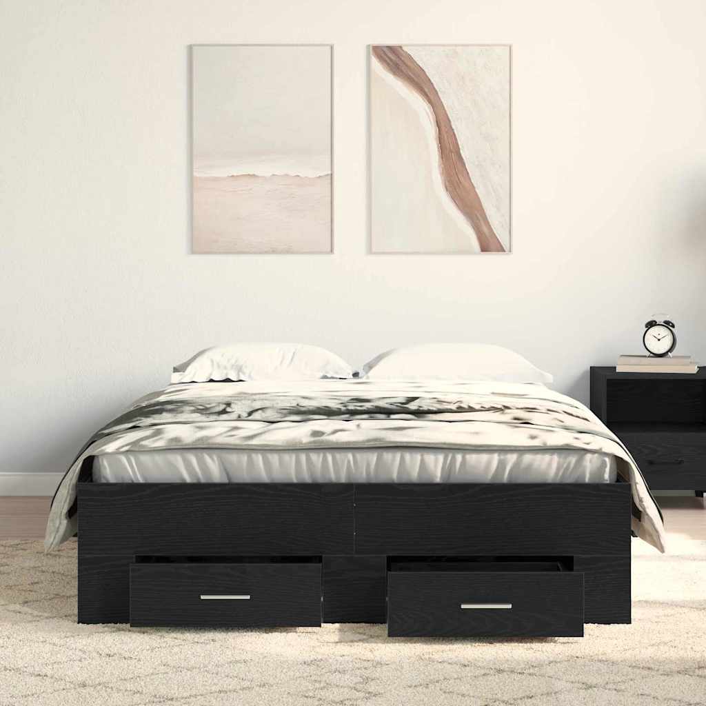 Struttura del letto Rovere Nero 120 x 190 cm Legno multistrato