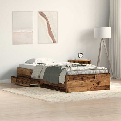 Struttura del letto con cassetto Legno vecchio 100 x 200 cm