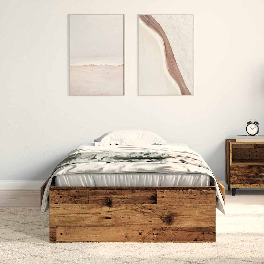 Struttura del letto con cassetto Legno vecchio 100 x 200 cm