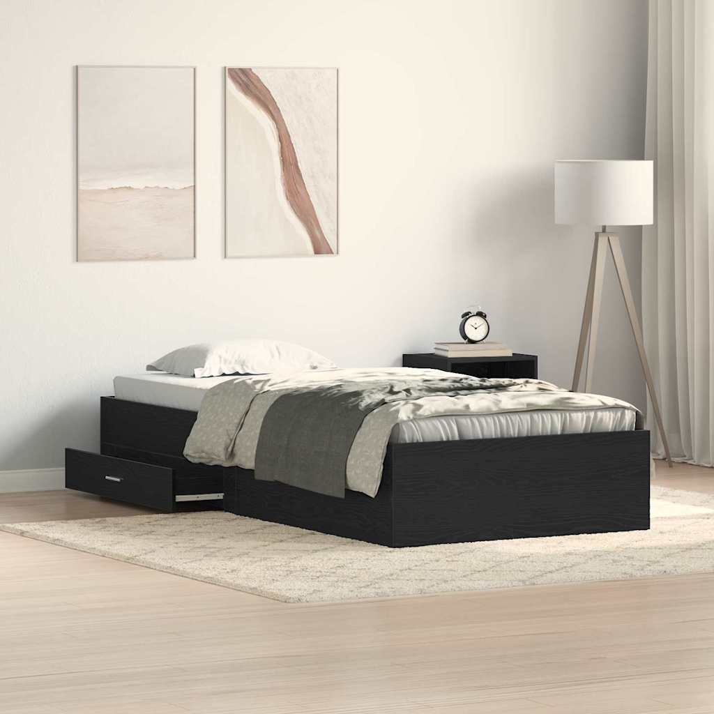 Struttura del letto Rovere Nero 100 x 200 cm Legno multistrato
