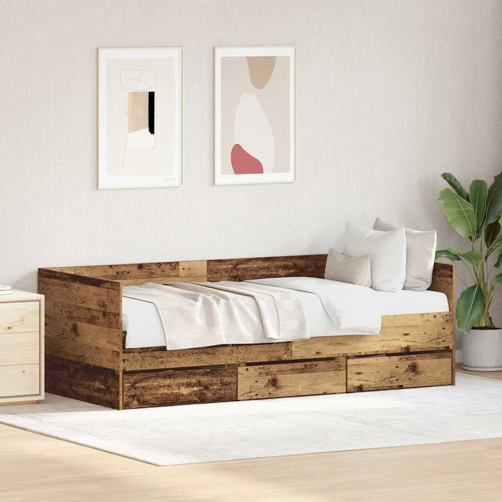 Daybed con testiera Legno vecchio 90 x 200 cm Legno multistrato