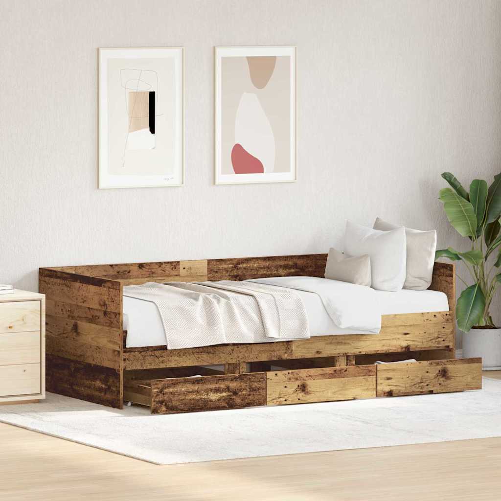 Daybed con testiera Legno vecchio 90 x 200 cm Legno multistrato