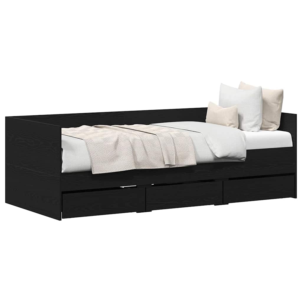Daybed con testiera Rovere Nero 90 x 200 cm Legno multistrato
