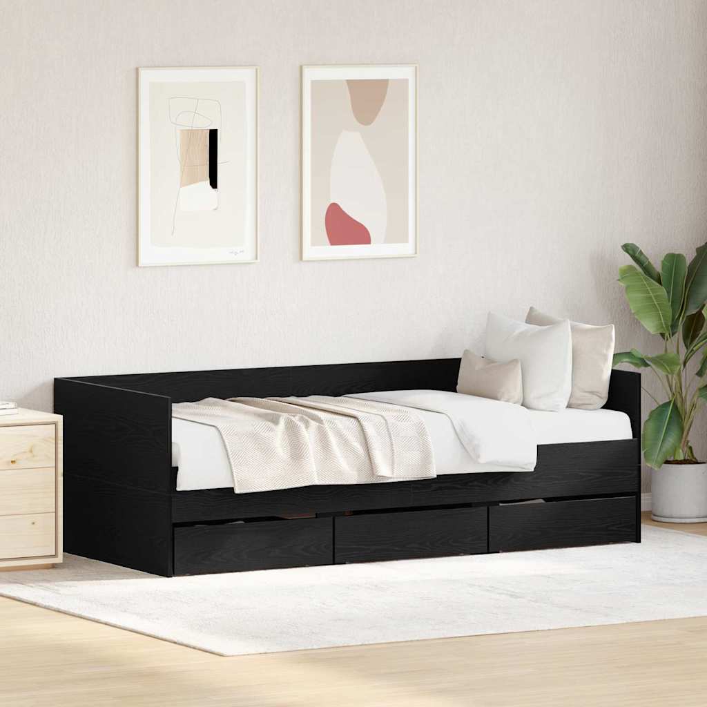 Daybed con testiera Rovere Nero 90 x 190 cm Legno multistrato