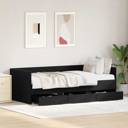 Daybed con testiera Rovere Nero 90 x 190 cm Legno multistrato