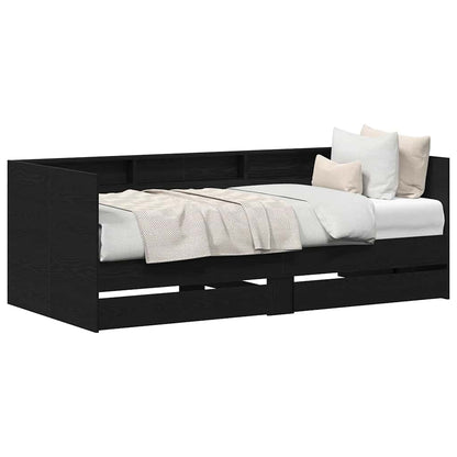 Daybed con testiera Rovere Nero 90 x 200 cm Legno multistrato