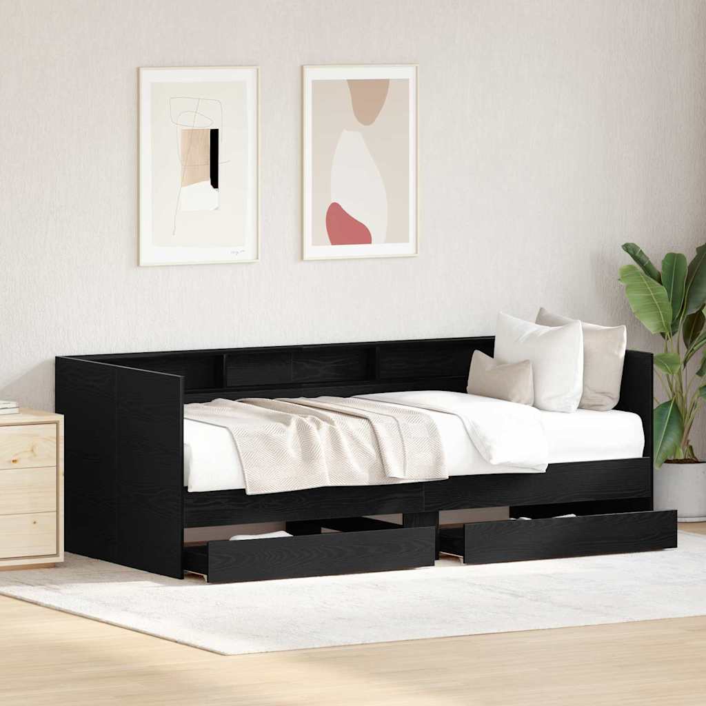 Daybed con testiera Rovere Nero 90 x 190 cm Legno multistrato