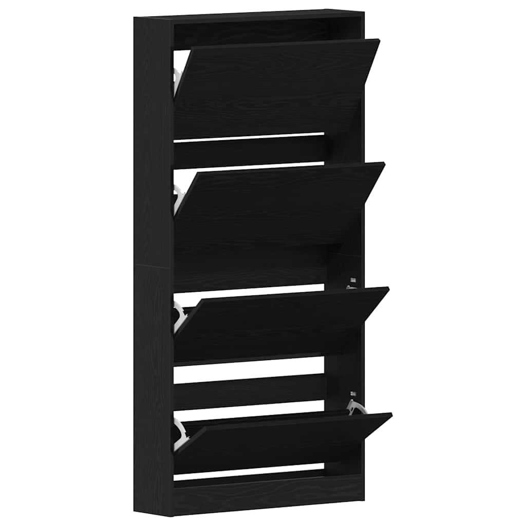 Mobile per scarpe con porta Rovere Nero 80 x 21 x 163,5 cm
