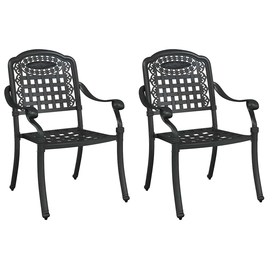 Sedia da Giardino 2 pcs Nero 55 x 56,5 x 91cm Alluminio