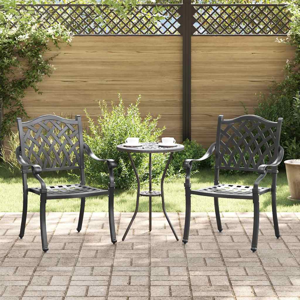 Sedia da Giardino 2 pcs Nero 56 x 55 x 92.5cm Alluminio