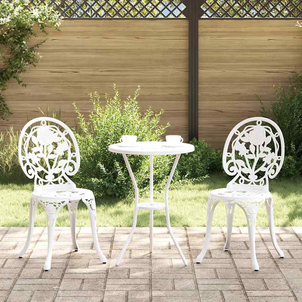 Set Bistro da Giardino 3 pcs Bianco Alluminio