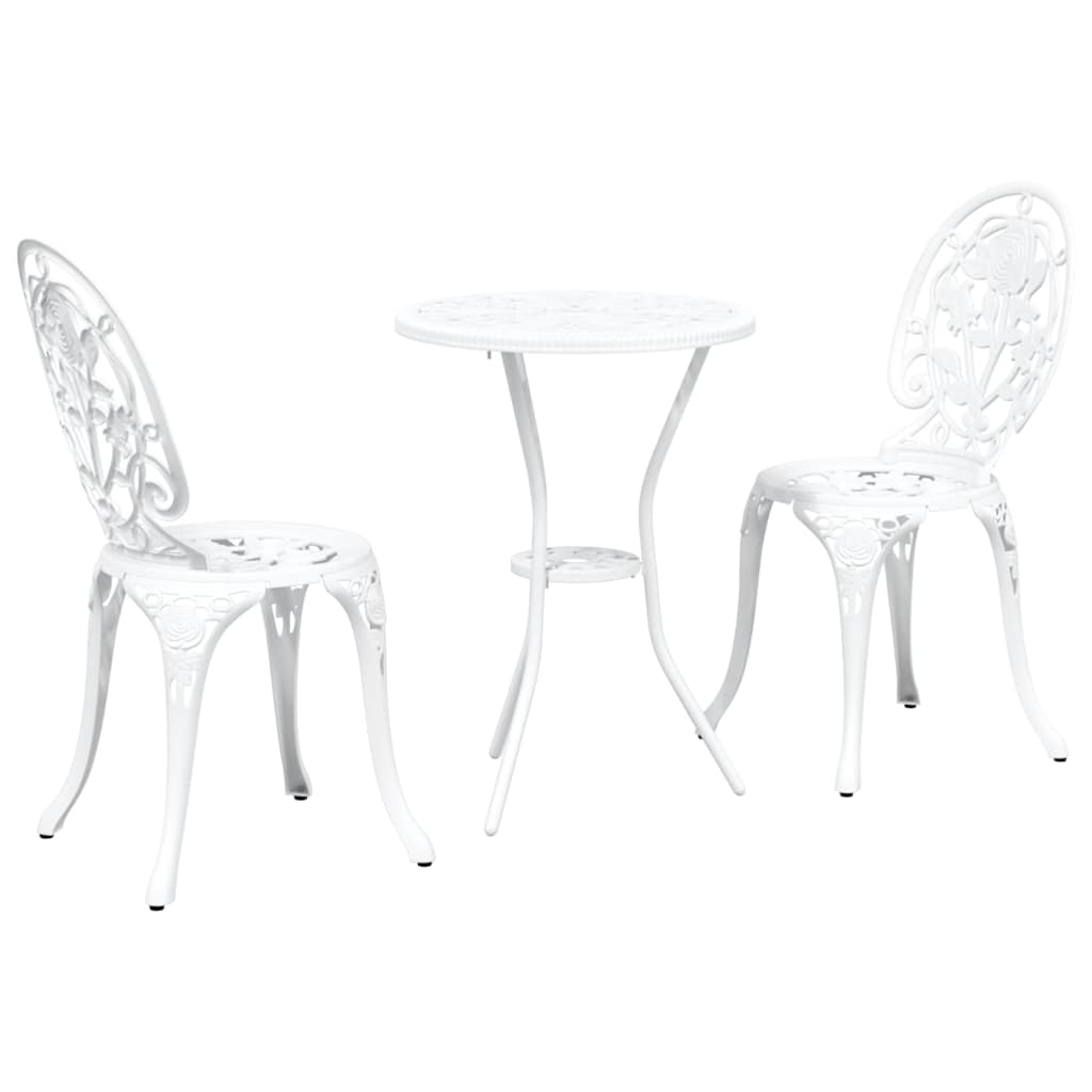 Set Bistro da Giardino 3 pcs Bianco Alluminio