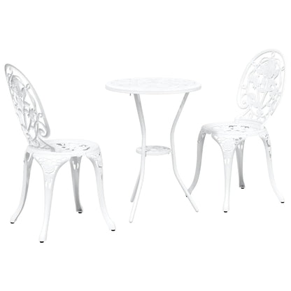 Set Bistro da Giardino 3 pcs Bianco Alluminio