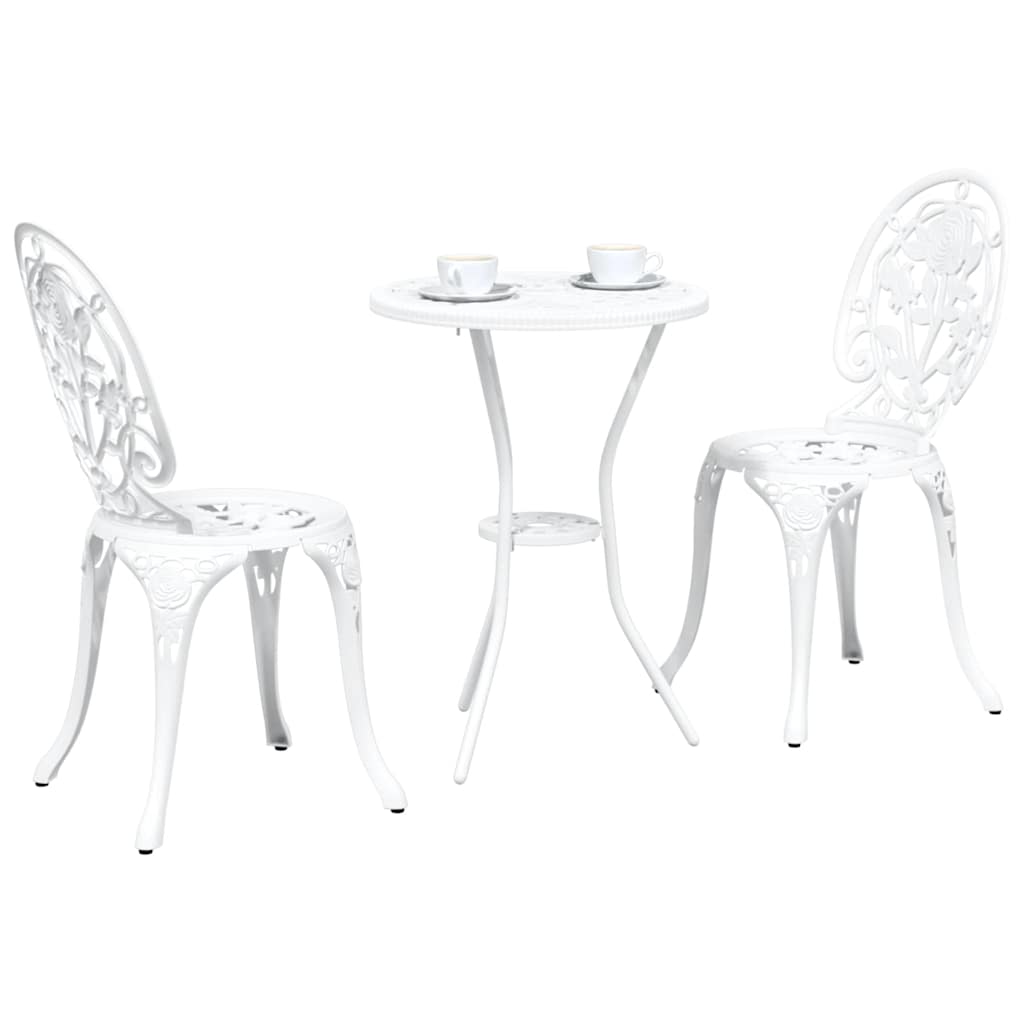 Set Bistro da Giardino 3 pcs Bianco Alluminio
