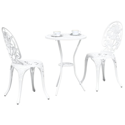 Set Bistro da Giardino 3 pcs Bianco Alluminio