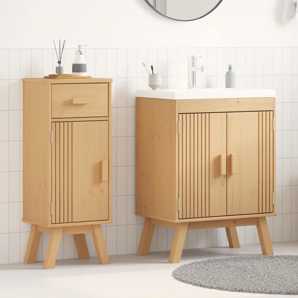 Set di mobili per il bagno 2 pcs Marrone Legno massello di pino