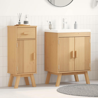 Set di mobili per il bagno 2 pcs Marrone Legno massello di pino
