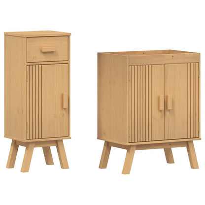 Set di mobili per il bagno 2 pcs Marrone Legno massello di pino