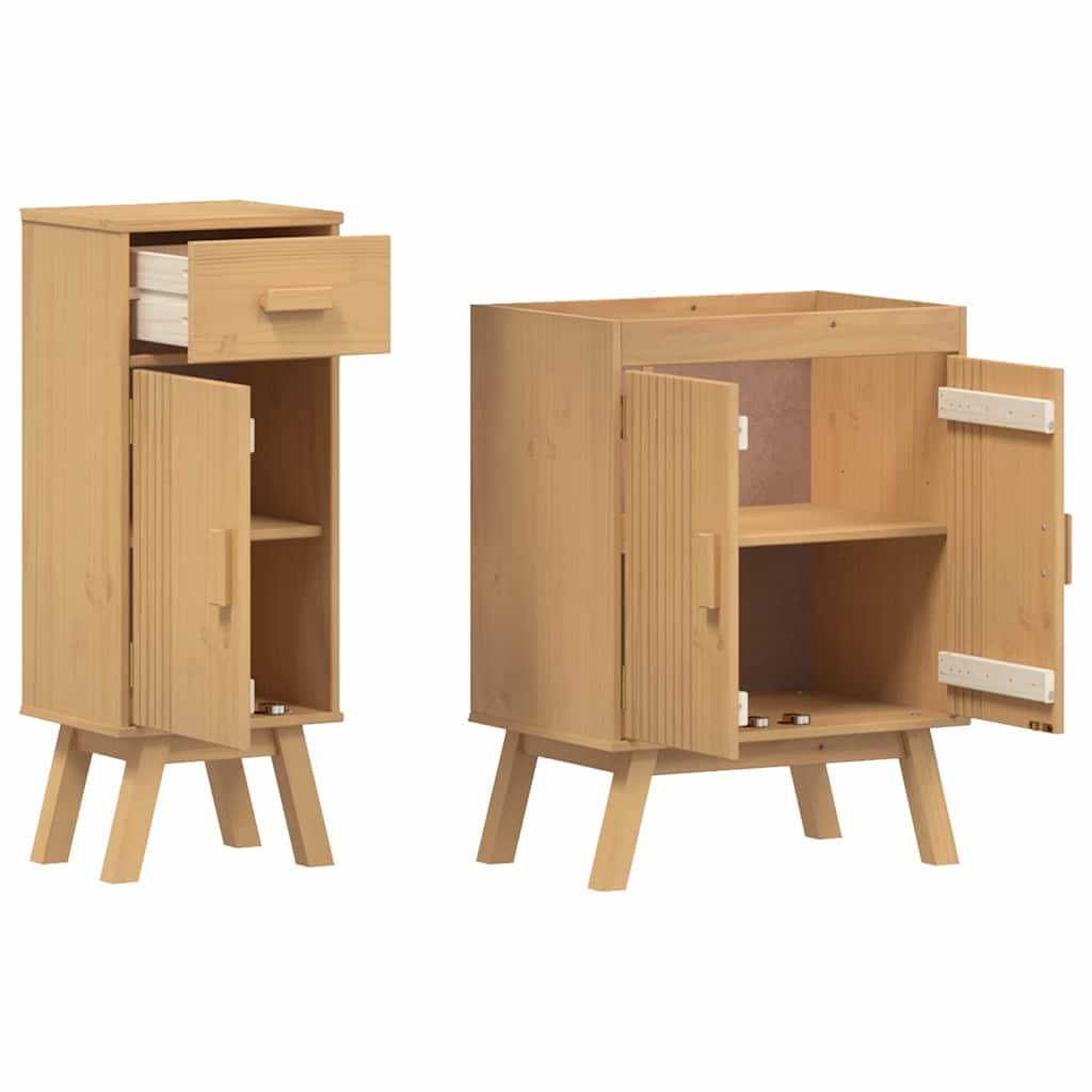 Set di mobili per il bagno 2 pcs Marrone Legno massello di pino