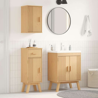 Set di mobili per il bagno 3 pcs Marrone Legno massello di pino