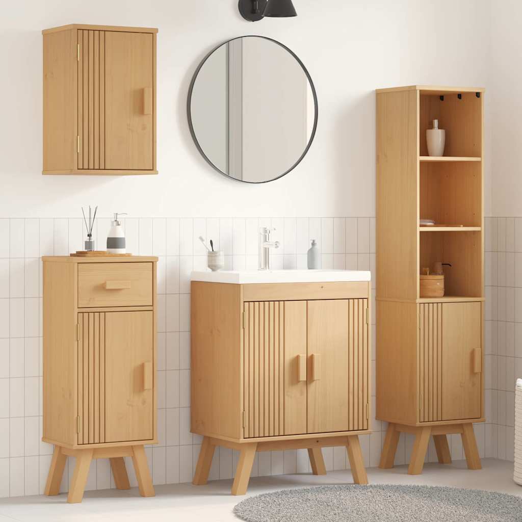 Set di mobili per il bagno 4 pcs Marrone Legno massello di pino