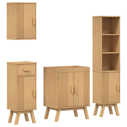 Set di mobili per il bagno 4 pcs Marrone Legno massello di pino