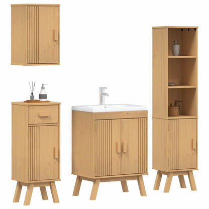 Set di mobili per il bagno 4 pcs Marrone Legno massello di pino