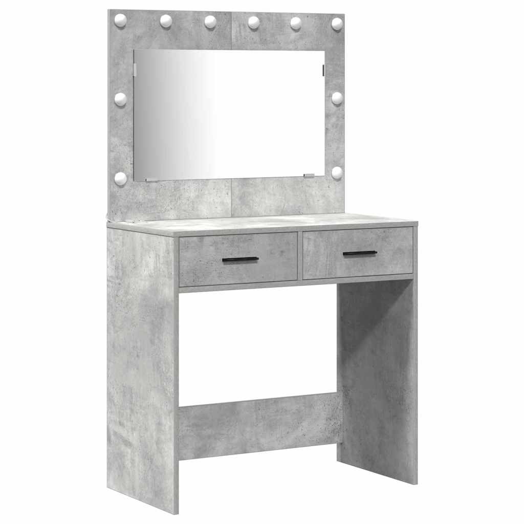 Tavolo da Trucco 3 pcs Grigio cemento Legno multistrato