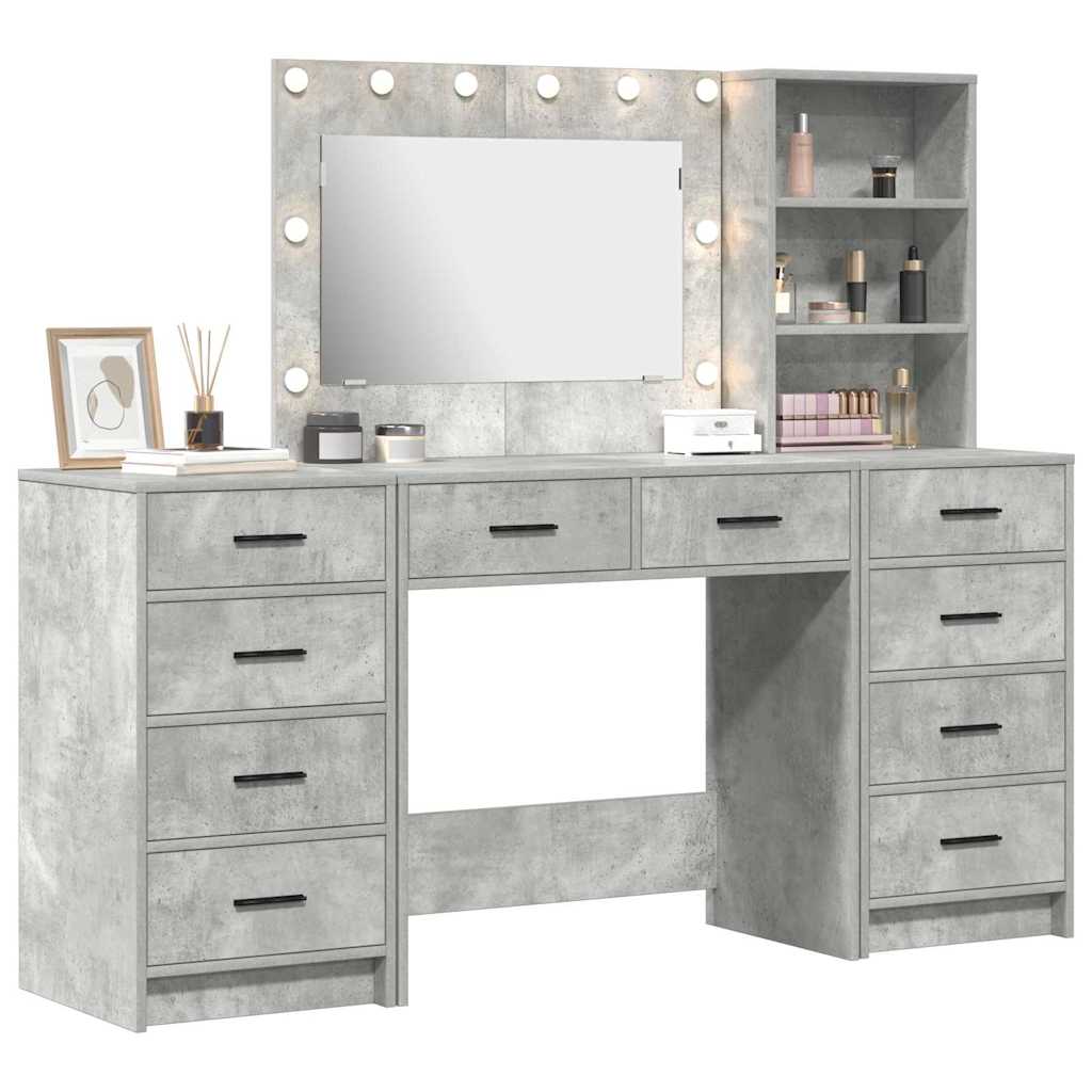 Tavolo da Trucco 3 pcs Grigio cemento Legno multistrato