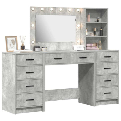 Tavolo da Trucco 3 pcs Grigio cemento Legno multistrato