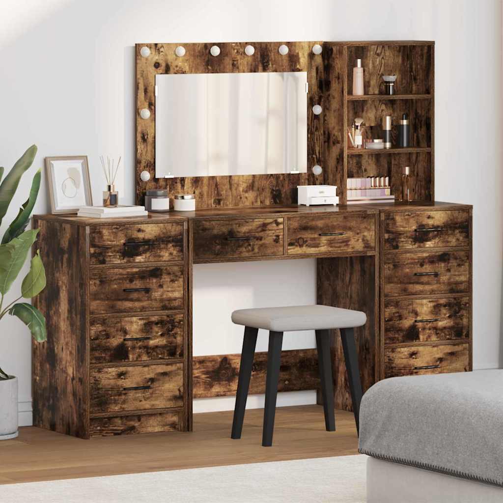 Tavolo da Trucco 3 pcs Rovere fumÃ© Legno multistrato