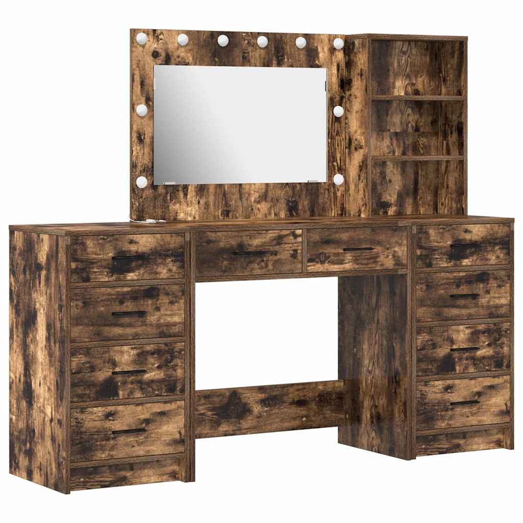 Tavolo da Trucco 3 pcs Rovere fumÃ© Legno multistrato