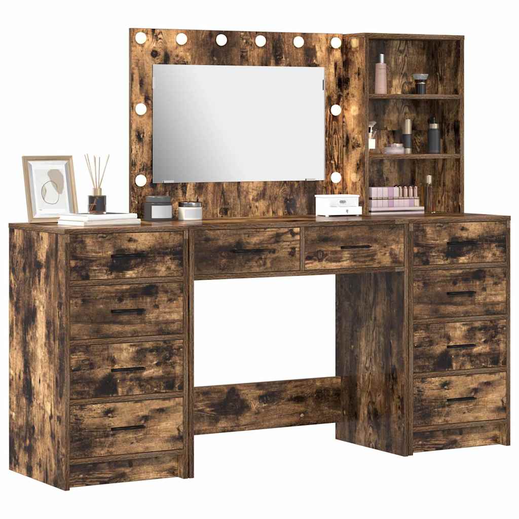 Tavolo da Trucco 3 pcs Rovere fumÃ© Legno multistrato
