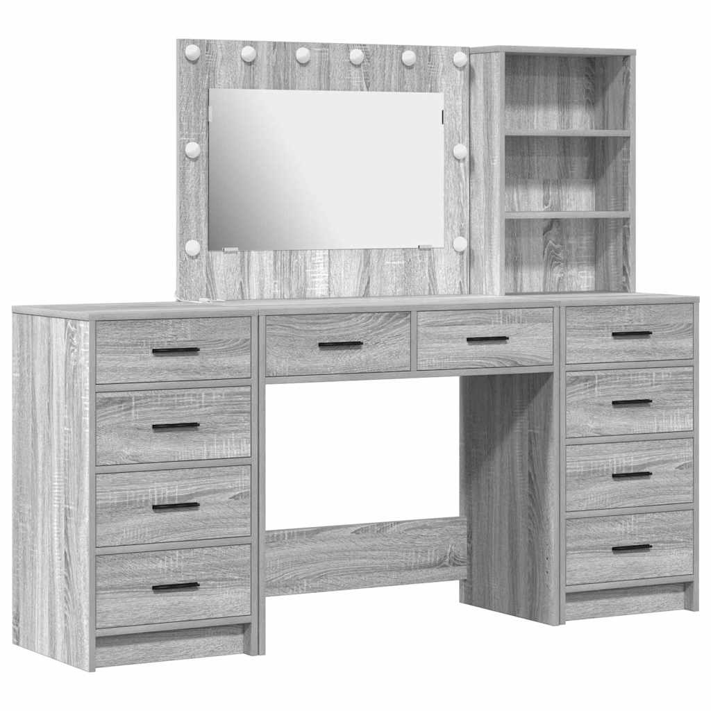 Tavolo da Trucco 3 pcs Grigio Sonoma Legno multistrato