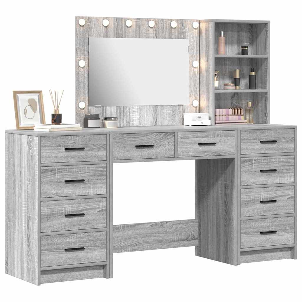 Tavolo da Trucco 3 pcs Grigio Sonoma Legno multistrato