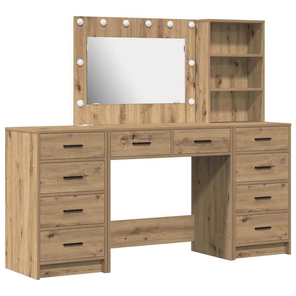 Tavolo da Trucco 3 pcs Rovere artigianale Legno multistrato