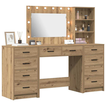 Tavolo da Trucco 3 pcs Rovere artigianale Legno multistrato