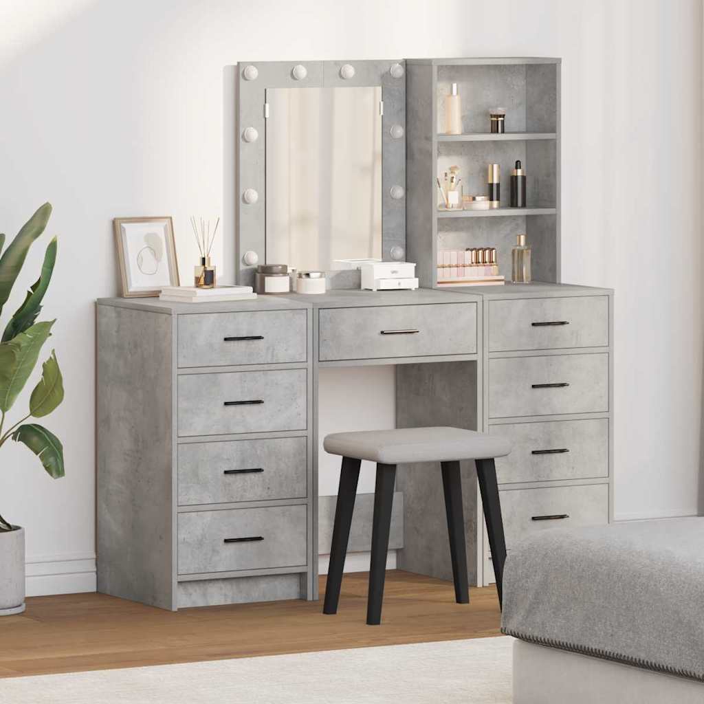 Tavolo da Trucco con cassetto 3 pcs Grigio 40 x 41 x 135 cm