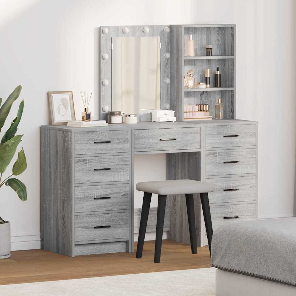 Tavolo da Trucco con cassetto 3 pcs Grigio 40 x 41 x 135 cm
