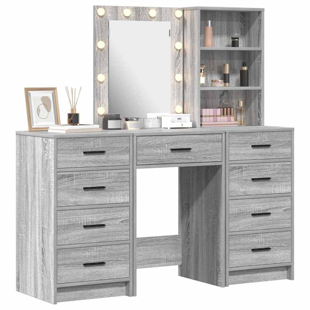 Tavolo da Trucco con cassetto 3 pcs Grigio 40 x 41 x 135 cm