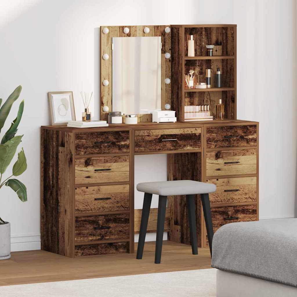 Tavolo da Trucco con cassetto 3 pcs Marrone 40 x 41 x 135 cm