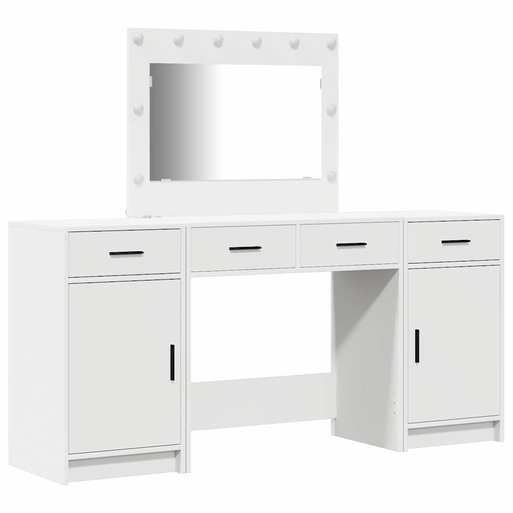 Tavolo da Trucco con cassetto 3 pcs Bianco Legno multistrato