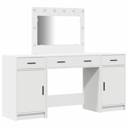 Tavolo da Trucco con cassetto 3 pcs Bianco Legno multistrato