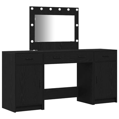 Tavolo da Trucco con cassetto 3 pcs Nero Legno multistrato