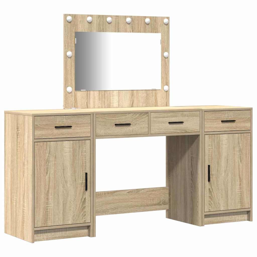 Tavolo da Trucco con cassetto 3 pcs Marrone Legno multistrato