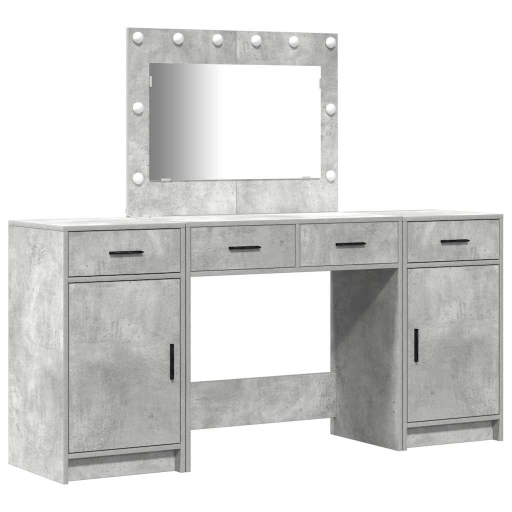 Tavolo da Trucco con cassetto 3 pcs Grigio Legno multistrato