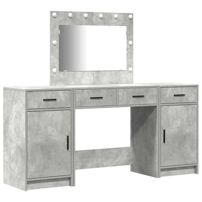 Tavolo da Trucco con cassetto 3 pcs Grigio Legno multistrato