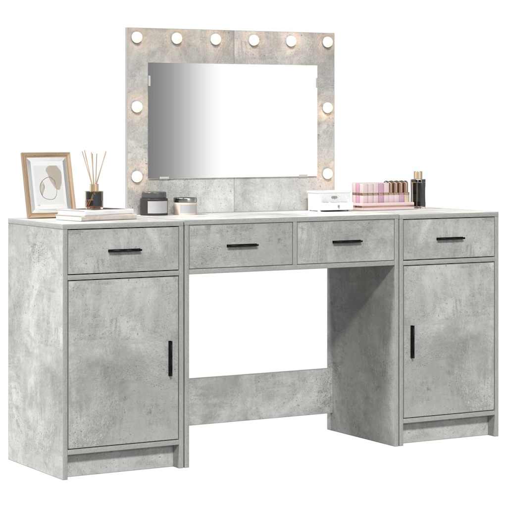 Tavolo da Trucco con cassetto 3 pcs Grigio Legno multistrato